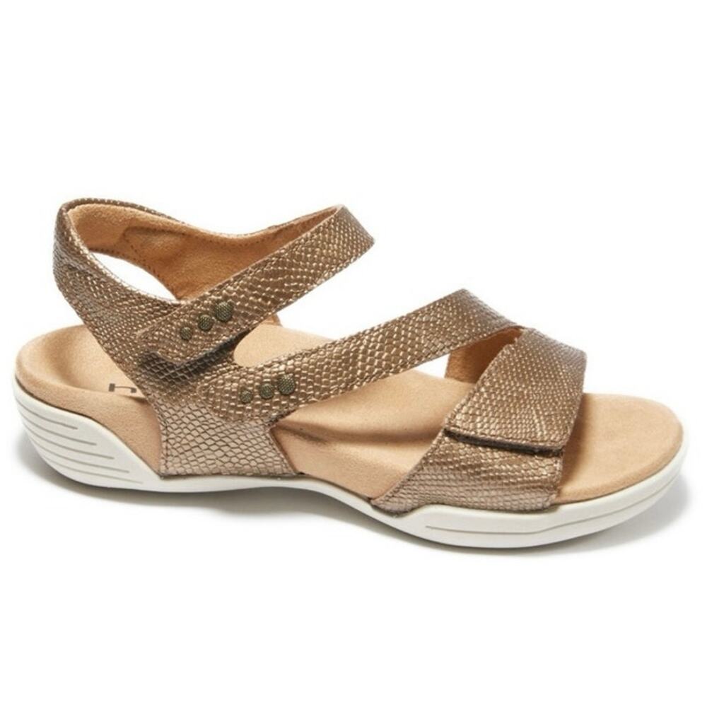 Halsa Denia Snake print Reptile bronze copper ankle strap sandals Women's 9.5 - Picture 11 of 12